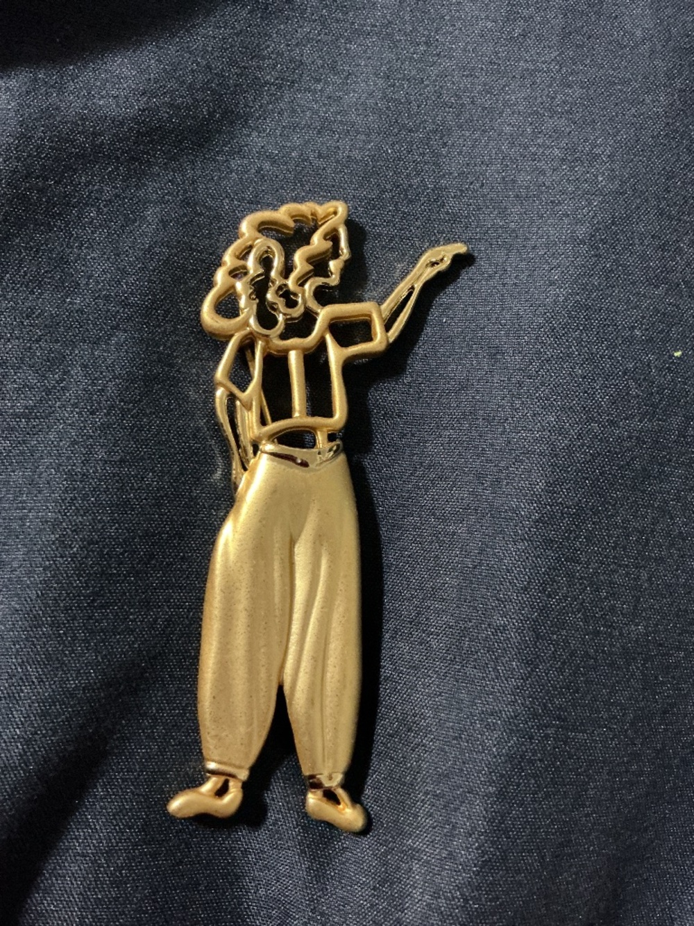 Vintage AJC 1980’s Disco Lady Pin Brooch Brushed Matte Goldtone Finish